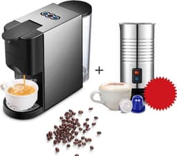 Happyment 4 in 1 Koffiemachine - Koffiezetapparaat - Koffie Automaat - Automatisch - Nespresso - Dolce Gusto - Koffiepoeder - Koffiepads - Met Melkopschuimer — thumbnail 1