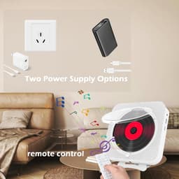 Draagbare CD-speler met Bluetooth, HiFi Luidspreker, Wandmontage, USB/AUX Muziekspeler, zwart — thumbnail 3