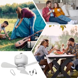 Draadloze Hangende Ventilator - Plafond Ventilator - Buitenkoeling Binnen - Met LED Verlichting - 8000 mAh Batterij - Wit — thumbnail 3