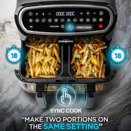 Heteluchtfriteuse - Airfryer Lades - Gezond Koken - Dubbele Kookzones - 9 Liter Capaciteit - Zwart Zilver — thumbnail 5