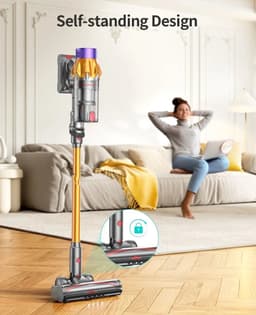 Swiss Haus® CVC2502 Draadloze Steelstofzuiger – 350W – 3-in-1 Vacuum Cleaner – HEPA Filter – LED Display – 40 Min Gebruikstijd – Stofzuiger Zonder Zak – 3 Snelheden - Wandhouder – Goud — thumbnail 2