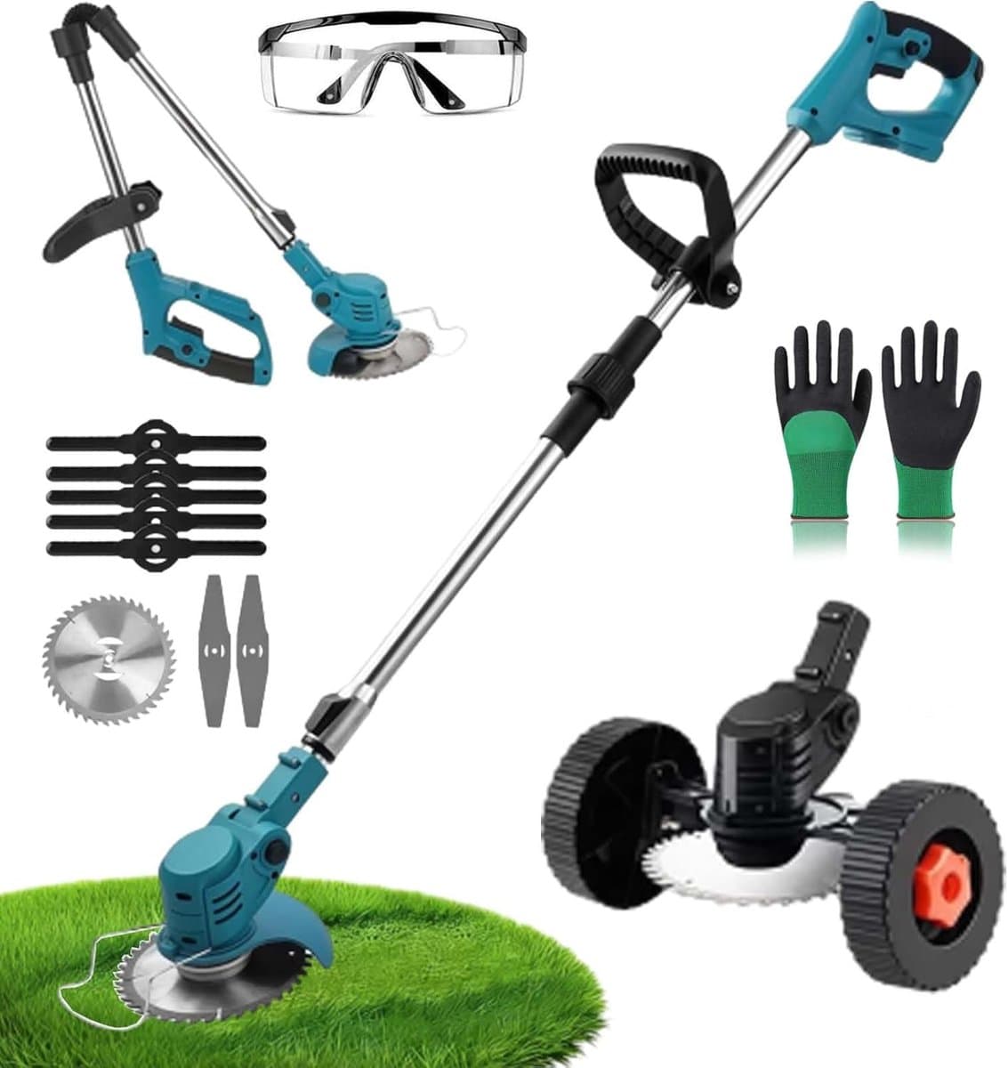 Opvouwbare grasmaaier - Elektrische trimmer - Onkruid verwijderen - Verstelbare telescopische steel - 6 inch snijbreedte - Geen batterij — afbeelding 1