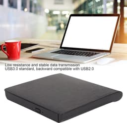 Externe Dvd-drive - Draagbare Ultradunne - Data Back-ups - Snelle USB3.0 - 17x17x3 cm - Zwart — thumbnail 3