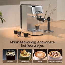 AIMASON CM1662 Halfautomatische Espressomachine - 1350W RVS Coffee Machine met Melkopschuimer - Semi-Automatische Snelle opwarming - 20-Bar Italiaanse Pomp - 1.3L Watertank - Kopjesverwarmer — thumbnail 3