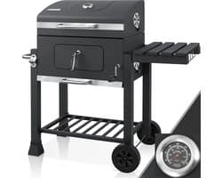 Joholic - BBQ -Barbecue - Smoker - Houtskool - Grill - Met klaptafel - Verrijdbaar - Buitenkeuken - 82,5 x 116 x 55,7 cm - Zwart