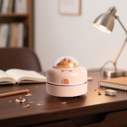 Kleine Bureau Stofzuiger - Draadloze Stoffer - Bureau Onderhoud - Stille Reiniging - 8.5 cm Hoog - Bruin — thumbnail 2