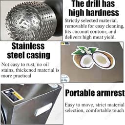 Elektrische Kokosrasp - Commerciële Rasp - Snel Kokos Verwerken - Ovaal Rasp Opzetstuk - 50 Kg Per Uur - Zilver — thumbnail 5