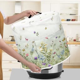 Dust Cover for 8 Quart Instant Pot and Extra Accessories, Dustproof, Easy to Clean Pressure Cooker Cover Electric Device Cover Air Fryer Accessories with Storage Compartment, Flowers Green — thumbnail 3