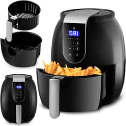 Vetvrije friteuse - Heteluchtfriteuse Airfryer - Gezond Koken - Met Display - 26 liter - Zwart zilver — thumbnail 1