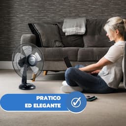 Tafelventilator Zwart 40 cm met 5 Bladen en 3 Snelheden — thumbnail 2
