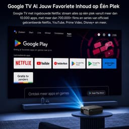 Lumistar® A8 Google TV Beamer - Officiële Google TV licentie - Ingebouwde Chromecast - Full-HD Beamer - Thuisbioscoop met 1500 ANSI - HDR + Dolby DTS Audio - WiFi & Bluetooth - Mini Beamer - Projector — thumbnail 5