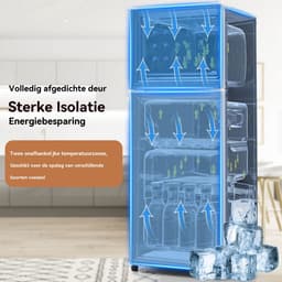Retro Tafelmodel koelkast-Vriescombinatie - Tweedeurs Koelkast - Koelkast Met Vriesvak – Energieklasse D – 45dB – LED Verlichting - Voor Keuken - 105,5 cm - 92L — thumbnail 3