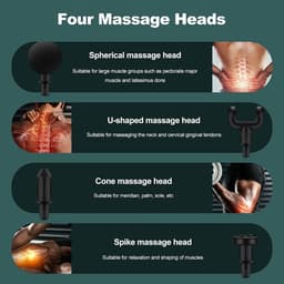 Massagepistool - Spierontspanning - Herstel Bevorderen - 6 Snelheden - 4 Opzetstukken - Zwart — thumbnail 3