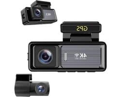 Auto Dashcam - 4K Cam DVR - Veilige Ritten - Dubbele Lens Opname - 4 inch Scherm - Zwart