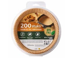 Dutchers® Airfryer Bakpapier Rond - 200 stuks - Wegwerp - BPA vrij - tot 220°C - Wegwerpbakjes - Ruime Voorraad - Airfryer Accesoires - Heteluchtfriteuse - Luchtfriteuse Wegwerp Bakjes