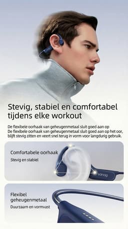 Bone Conduction Headphone - IPX8 Waterdicht - 32GB Geheugen - Geschikt Voor Zwemmen - 8 Uur Batterijduur - Sport & Fitness - Blauw — thumbnail 5