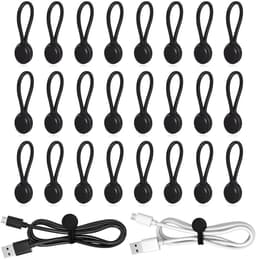 24 Stuks Magnetische Kabelbinders, Siliconen Kabelclip Organizer, Herbruikbare Kabelbeheerders, USB Kabelbeheer, Zwart — thumbnail 1
