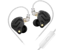 KZ ZS12 Pro - In-Ear Monitor - Met Microfoon - IEM - met HiFi Geluid - Dynamische Drivers - Metaal Design - Incl Kabel & Eartips - Zwart