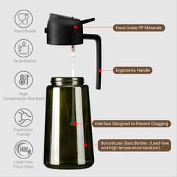 Olijfolie Sprayer - Glas - Olijfolie Fles Verstuiver voor Keuken - Oliefles - Olie Pomp Bakspray - Handmatig spuiten of gieten - Buiten bereik van licht bewaren - voor airfryer, koken, salade en BBQ-470 ML - zwart — thumbnail 4