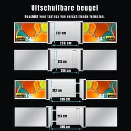 RUX® Professionele Portable Monitor Pro 2024 - Full HD - 13” / 16,5” Tri-Screen - Laptop Scherm Uitbreider - Inclusief Beschermhoes en Kabels - Krachtig - Zilver- 4cm x 34cm x 23cm — thumbnail 3