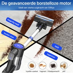 Grenintol S5P - Steelstofzuiger Draadloos - Draadloze Stofzuiger - 50000Pa - 2200mAh - LED Licht-Blauw - Voor Tapijten en Harde Vloer - Geschiktvoor Dierenharen — thumbnail 2