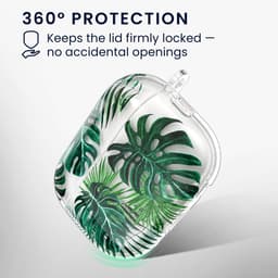 kwmobile Hoes compatibel met Apple Airpods Pro 3 Case - Zachte TPU beschermhoes - Cover in groen / transparant Tropische planten design — thumbnail 3