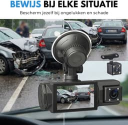 Boncy® Dashcam Voor Auto - 3 Kanalen Voor, Achter en Binnen Camera - 1080P Full HD - Dual Dashcams Met Achteruitrijcamera en Parkeermodus - Met Wifi & App - G-Sensor - Nachtzicht - Loop Recording - 170 Graden Kijkhoek — thumbnail 5