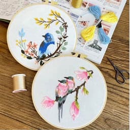 2 sets borduurset voor beginners - kolibrie en bloemenkruissteek-startersets met handleiding — thumbnail 4