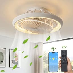 Rosnek Kristallen Plafondventilator met Verlichting - 49cm 360° Roterende Bladen - LED Plafonniere met Ventilator Dimbaar - Smart App - Woonkamer — thumbnail 1