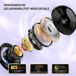 M79 - Open Ear Oortjes - Oortjes Draadloos - Sport Oordopjes - AI vertaalfunctie - 5.4 Bluetooth - Clip On - 16 uur - Spatwaterdicht - IPX5 - Oorclips - Voor sport en kantoor - Zwart — thumbnail 3