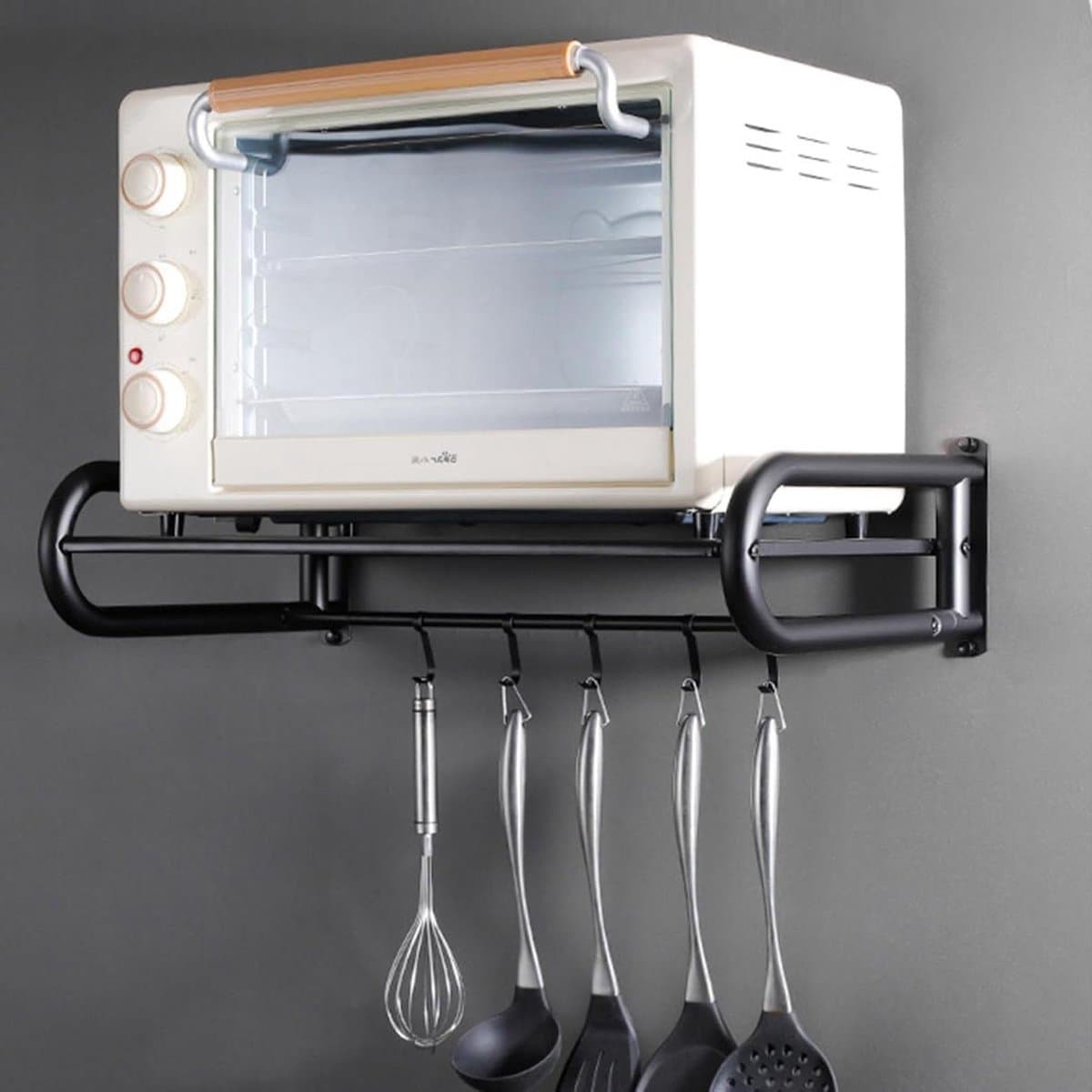 Magnetron Wandrek - Keuken Organizer - Keuken Opbergen - Met Afneembare Haak - 40 cm - Zwart — afbeelding 1