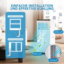 Mobiele airco 9000 BTU 5-in-1 – Koelen, ontvochtigen, ventileren – Stille nachtmodus – 24U timer – Tot 45 m² – Raamkit – Afstandsbediening — thumbnail 4