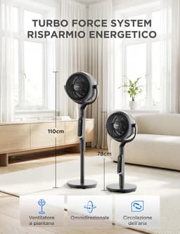 Staande Ventilator - Vloerventilator - Ruimte Koelen - 15 Snelheden - 78-110 cm - Zwart — thumbnail 2