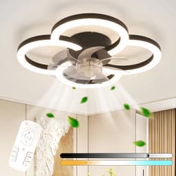 NETTLIFE Plafondventilator met Verlichting - LED 40W - zwart - Dimdaar 3000-6500K - woonkamerlamp met afstandsbediening - 6 standen - Timer - Stil - voor jeugdkamer | kantoor | kinderkamer — thumbnail 1