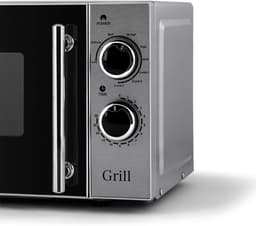 Magnetron met Grill - Oven Apparaat - Snel Eten Bereiden - Roestvrijstalen Details - 20 Liter Inhoud - Grijs — thumbnail 2