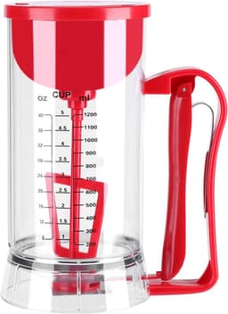 Beslag Mixer Dispenser - Baksel Maker - Gebak Maken - Automatisch Mengen - 1200 ml Capaciteit - Transparant Rood — thumbnail 1