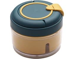 Mini Keukenmachine - Handmatige Hakker - Groenten Snijden - Veilig & BPA-vrij - 9 cm Hoog - Geel Blauw
