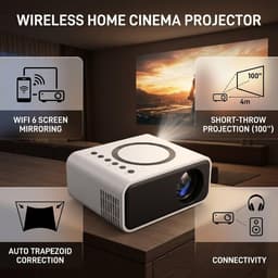 KZQ Mini Projector - Draagbaar Full Hd 1080p Led Projector Met Wifi - Geschikt Voor Telefoon En Computer - Ideaal Voor Thuis Slaapkamer Tuin Binnen Buiten Kamperen En Voetbal Kijken - Zwart — thumbnail 2