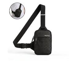 Rainbecom - Stijlvolle Zwarte Borsttas - Kleine Crossbodytas - 21.5x15x3 cm - Schoudertas - Kleine Handtas - Nylon en Polyester - Verstelbare Waterdichte Mini-borsttas - Telefoontasje - Heren en Dames - Anti Diefstal