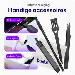 Buddi Fresh | Professionele Schoonmaakset voor telefoon, Tablet en Airpods | Geschikt voor oplaadpoort, AirPods en telefoon schoonmaken | Reinigingsgum | Inclusief handige borstels — thumbnail 2