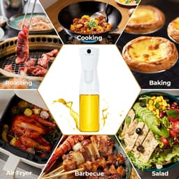 Plastic oliespuitfles - Olijfoliespuit - Spuitfles - Spuitfles met drukknop - Sproeier - Spuitfles - Keukenhulpmiddel - Nauwkeurige oliedosering - 200 ml - Geschikt voor keuken, airfryer, salade, barbecue - Wit — thumbnail 5