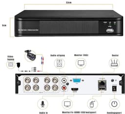Zyrex® Videorecorder - Videorecorder vhs - Vhs speler - 8-Kanaals HD 1080P- Zwart - 23cm x 23cm x 5cm — thumbnail 2