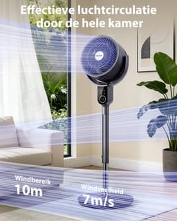 Aigostar Mistral - 3D Luchtcirculator met Afstandsbediening - Ø 25 cm - 3 Modi & 8 Snelheden - In hoogte verstelbaar - Stille ventilator - Staande Ventilator - 50W — thumbnail 3