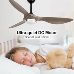 Slimme Plafondventilator - Ventilator met licht - Comfort in huis - Omkeerbare stille motor - 132 cm - Donkergrijs — thumbnail 3
