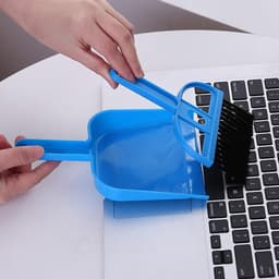 Miniatuur Handveger Stoffer - Desktop Veegset - Bureau Schoonmaken - Ergonomisch Ontwerp - Compact Formaat - Blauw — thumbnail 4