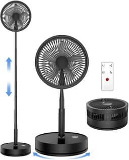 UFTA Ventilator - Opvouwbare Tafelventilator - Oplaadbaar met Afstandsbediening - 4 Standen 7200mAh - Stil & Draagbaar - Zwart — thumbnail 1