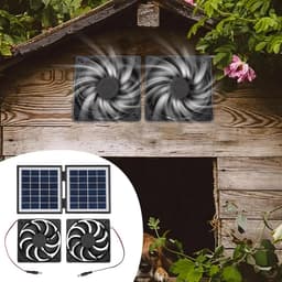 Zonne Afvoerventilator - Ventilator op Zonne-energie - Luchtcirculatie Buiten - Automatische Regendetectie - 28 cm Breed - Zwart — thumbnail 2
