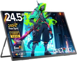 Draagbare Monitor 24.5 inch 240Hz IPS Full HD 1920x1080 — Extra Scherm Laptop — USB-C HDMI — Ingebouwde Speakers — VESA — Inclusief Kabels— Zwart — thumbnail 1