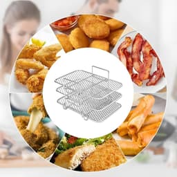 Dailygoods- Air Fryer Rack 3-laags - Roestvrij Staal - Stapelbaar - Magnetron/Oven Veilig - Geschikt voor Bakken - Verbeterde Luchtcirculatie - Kookrek — thumbnail 3