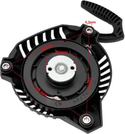 Dailygoods- Terugslagstarter Zwart - Trekstarter - Compatibel met Fuxtec FX-RM1630/Fuxtec FX-RM5196PRO/Scheppach MP99-42 - Kunststof/Metaal - Eenvoudig te installeren - Afstand gaten 150/152,7/157 mm — thumbnail 5